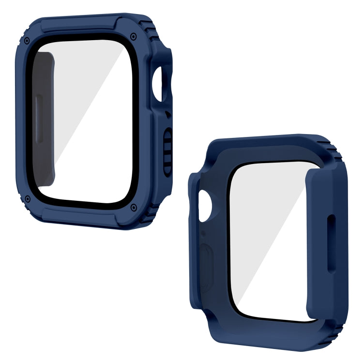 Lisslune | 2 in 1 screen tempered glass film protective case for Apple Watch Series 9 / 8 / 7 41mm (Midnight Blue)