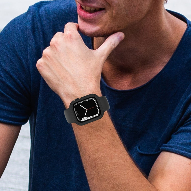 Lisslune | 2 in 1 Screen Tempered Glass Film Protective Case for Apple Watch Series 6 / 5 / 4 / SE 44mm (Black)