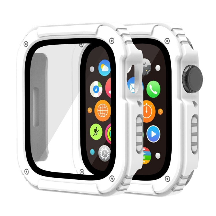 Lisslune | 2 in 1 Screen Tempered Glass Film Protective Case for Apple Watch Series 6 / 5 / 4 / SE 40mm (White)