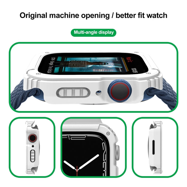Lisslune | 2 in 1 Screen Tempered Glass Film Protective Case for Apple Watch Series 6 / 5 / 4 / SE 40mm (White)