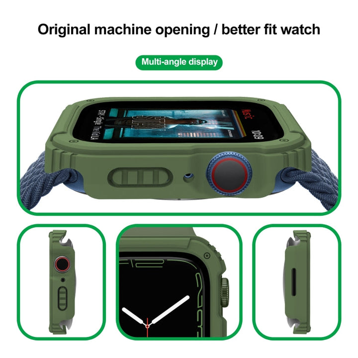 Lisslune | 2 in 1 Screen Tempered Glass Film Protection Case For Apple Watch Series 6 / 5 / 4 / SE 40mm (Army Green)