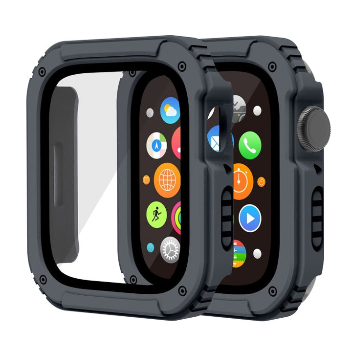 Lisslune | 2 in 1 Screen Tempered Glass Film Protective Case for Apple Watch Series 6 / 5 / 4 / SE 40mm (Dark Gray)