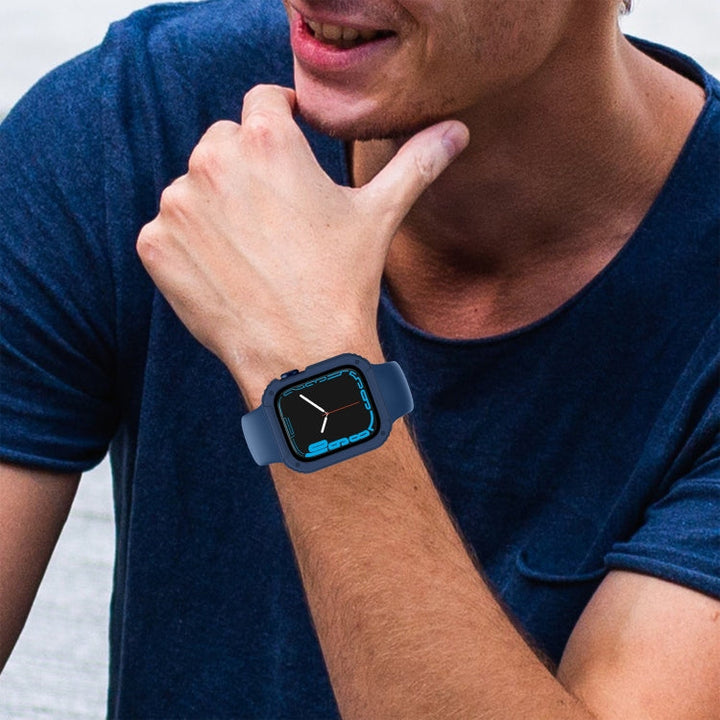 Lisslune | 2 in 1 Screen Tempered Glass Film Protective Case For Apple Watch Series 6 / 5 / 4 / SE 40mm (Midnight Blue)