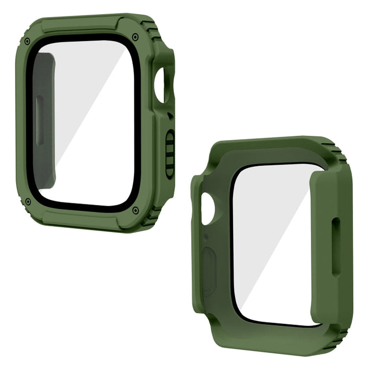 Lisslune | 2 in 1 screen tempered glass film protective case for Apple Watch Series 3 & 2 & 1 42mm (Army green)