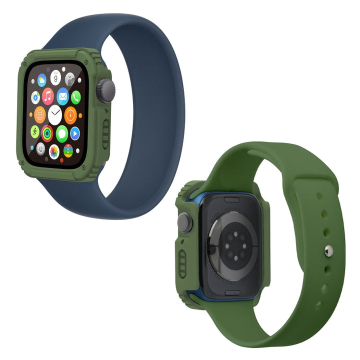 Lisslune | 2 in 1 screen tempered glass film protective case for Apple Watch Series 3 & 2 & 1 42mm (Army green)