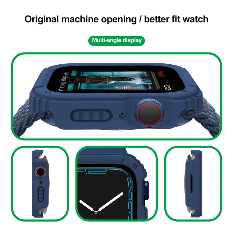 Lisslune | 2 in 1 Screen Tempered Glass Film Protective Case for Apple Watch Series 3 & 2 & 1 38mm (Midnight Blue)