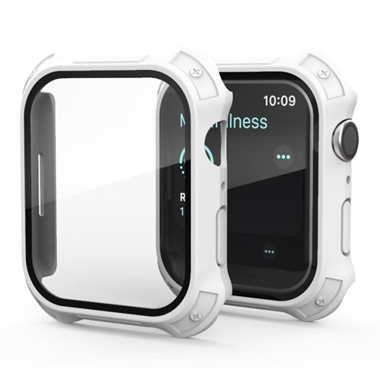 Lisslune | 2 in 1 Frosted PC Frame + Tempered Glass Film Protective Case for Apple Watch Series 9 / 8 / 7 41mm (White)