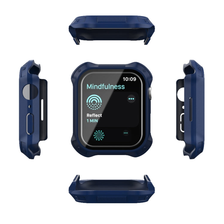 Lisslune | 2 in 1 Frosted PC Frame + Screen Tempered Glass Film Protective Case for Apple Watch Series 9 / 8 / 7 41mm (Blue)