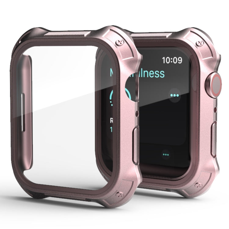 Lisslune | 2 in 1 PC frame + screen protective glass film case for Apple Watch Series 9 / 8 / 7 45mm (Rose Gold)
