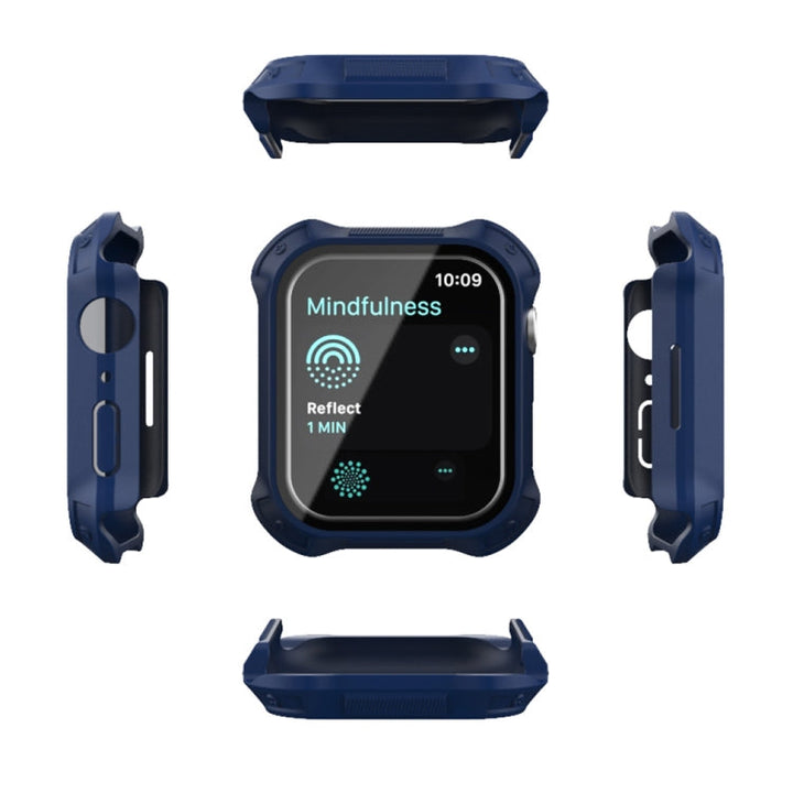 Lisslune | 2 in 1 PC frame + screen tempered glass film protective case for Apple Watch Series 9 / 8 / 7 45mm (Red)