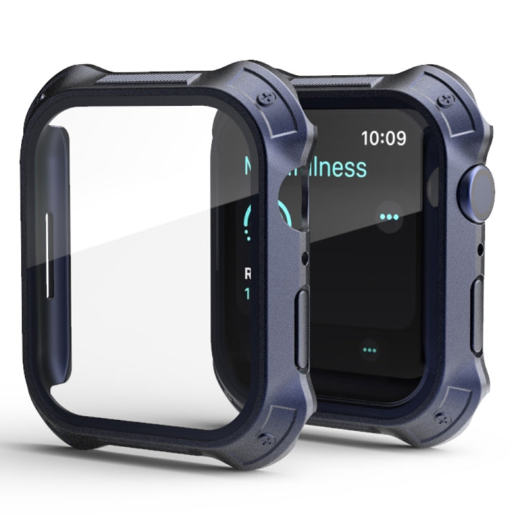 Lisslune | 2 in 1 PC frame + screen tempered glass film protective cover for Apple Watch Series 9 / 8 / 7 41mm (Blue)