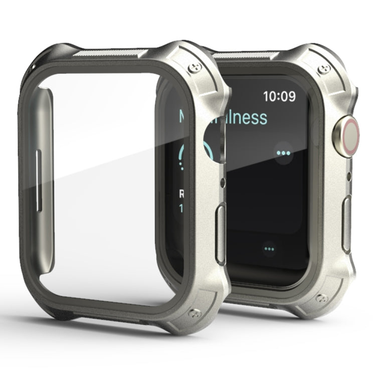 Lisslune | 2 in 1 PC Frame + Screen Tempered Glass Film Protective Case For Apple Watch Series 9 / 8 / 7 41mm (Starlight)