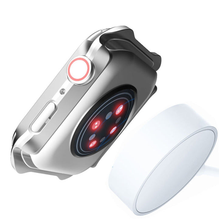 Lisslune | 2 in 1 PC Frame + Screen Tempered Glass Film Protective Case For Apple Watch Series 9 / 8 / 7 41mm (Starlight)
