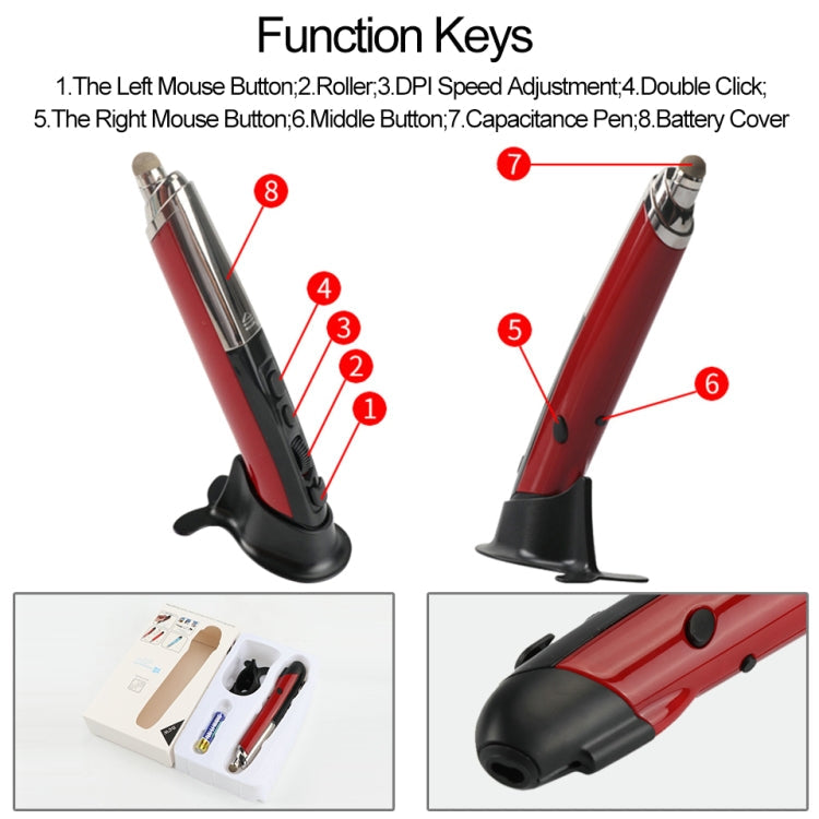 Lisslune | PR-08 Multifunctional wireless Bluetooth stylus mouse capacitive stylus mouse (Black)