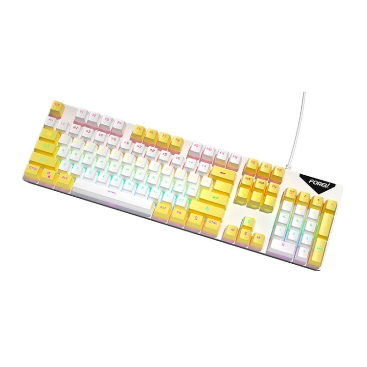 Lisslune | FOREV FVQ302 Multicolored Wired Mechanical Gaming Illuminated Keyboard (White Yellow)