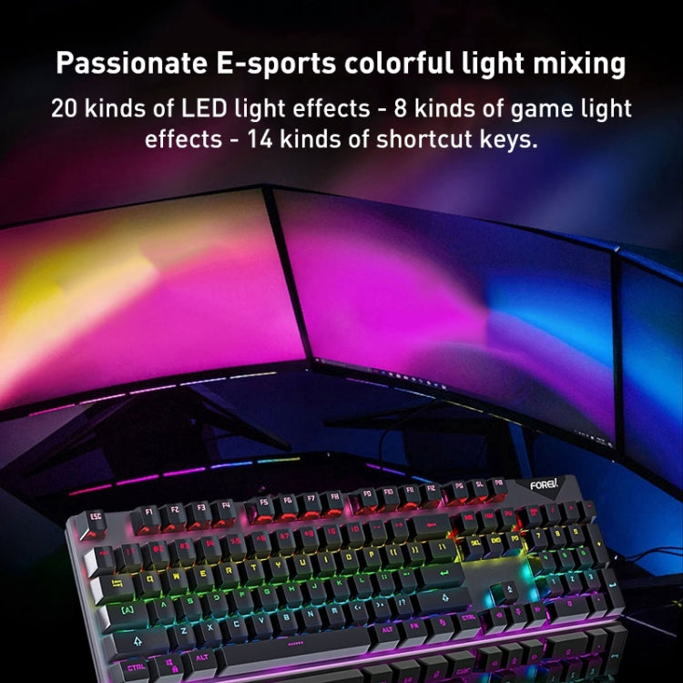 Lisslune | FOREV FVQ302 Multicolor Wired Mechanical Gaming Illuminated Keyboard (White Purple)