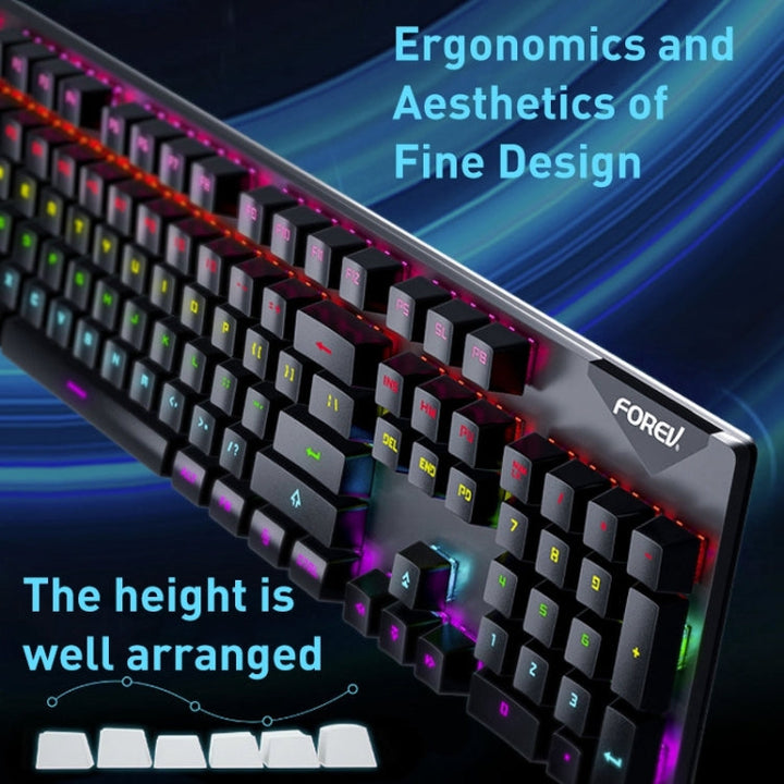 Lisslune | FOREV FVQ302 Mixed Colors Wireless Mechanical Gaming Backlit Keyboard (White Pink)
