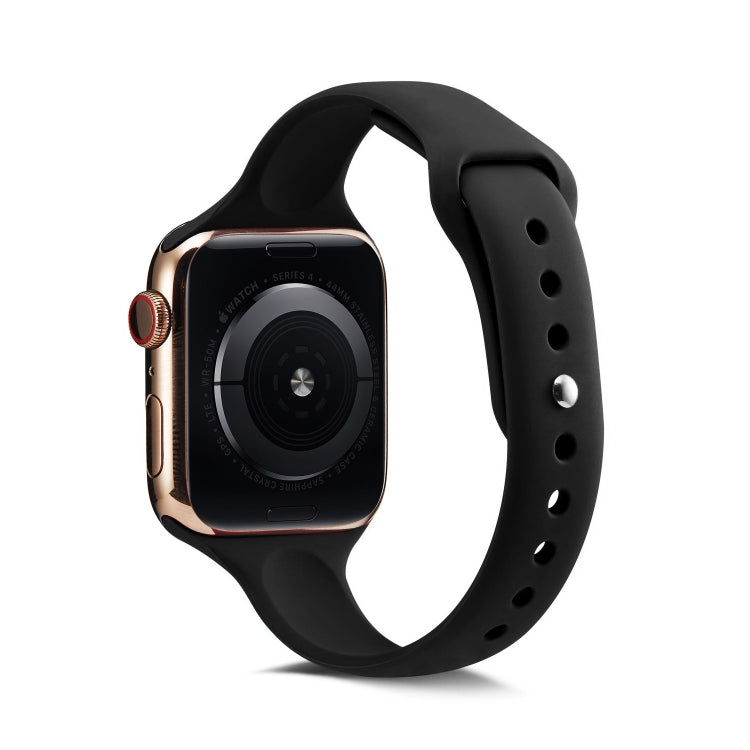 Lisslune | For Apple Watch 5/4 44 mm & 3/2/1 42 mm Thin Silicone Band (Black)