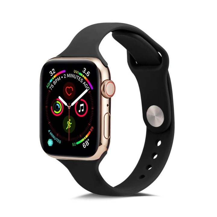 Lisslune | For Apple Watch 5/4 44 mm & 3/2/1 42 mm Thin Silicone Band (Black)