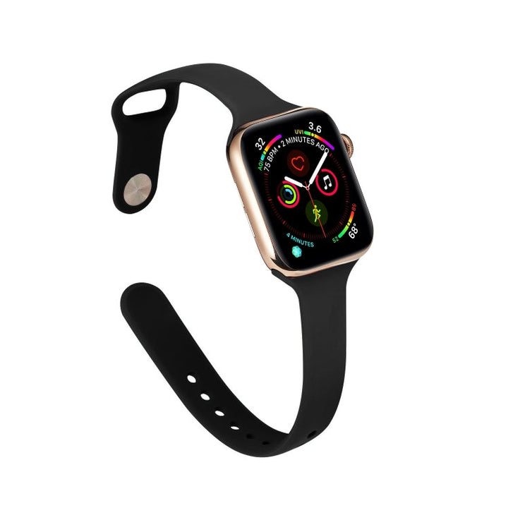 Lisslune | For Apple Watch 5/4 44 mm & 3/2/1 42 mm Thin Silicone Band (Black)
