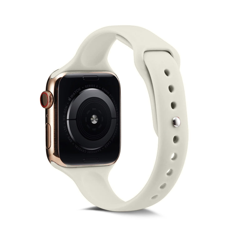 Lisslune | For Apple Watch 5/4 44mm & 3/2/1 42mm Thin Silicone Watch Band (Creamy White)