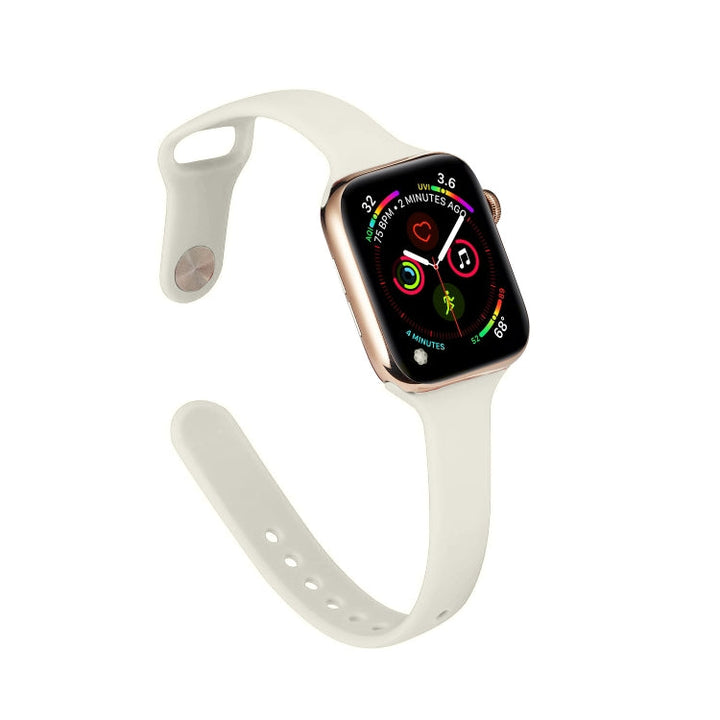 Lisslune | For Apple Watch 5/4 44mm & 3/2/1 42mm Thin Silicone Watch Band (Creamy White)