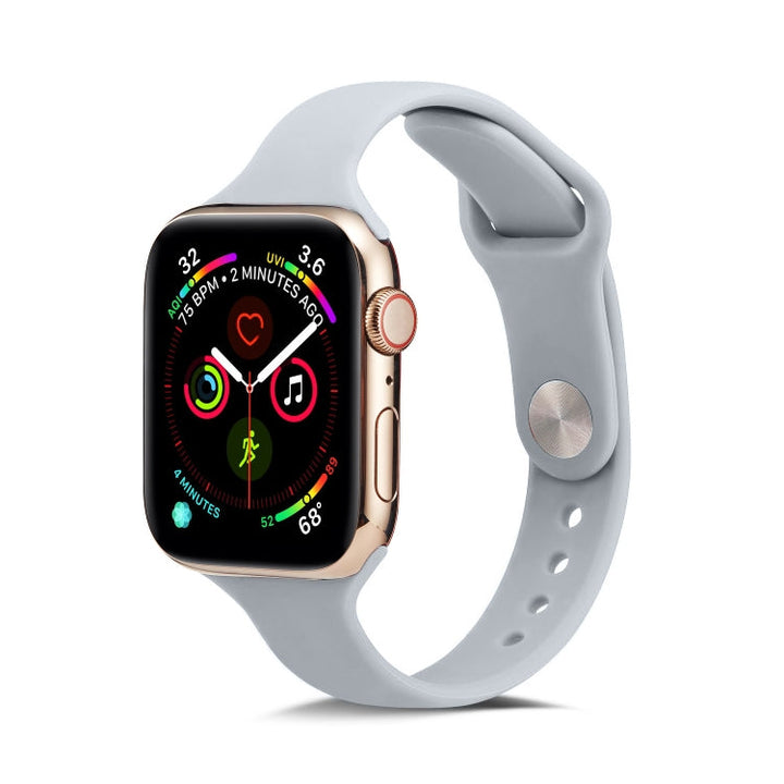 Lisslune | For Apple Watch 5/4 44mm & 3/2/1 42mm Thin Silicone Watch Band (Light Gray)
