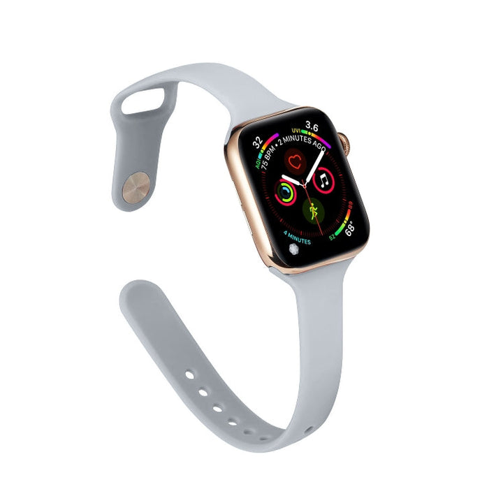 Lisslune | For Apple Watch 5/4 44mm & 3/2/1 42mm Thin Silicone Watch Band (Light Gray)