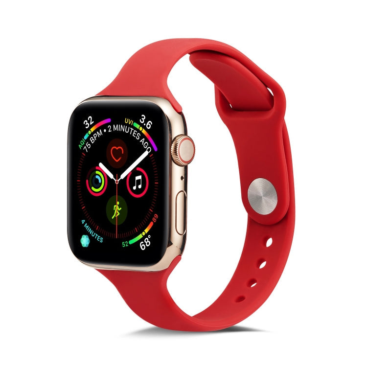 Lisslune | For Apple Watch 5/4 44mm & 3/2/1 42mm Thin Silicone Watch Band (Camellia Red)