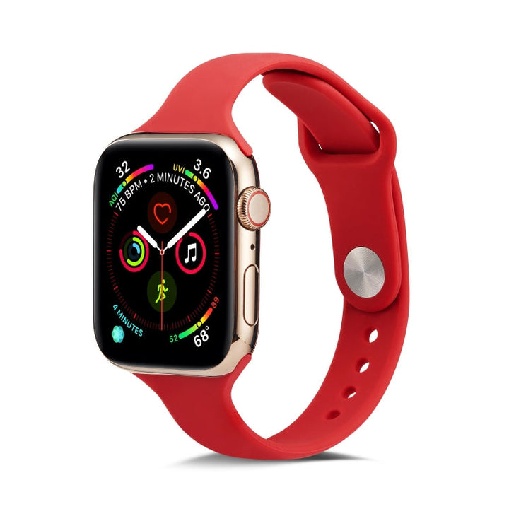 Lisslune | For Apple Watch 5/4 44mm & 3/2/1 42mm Thin Silicone Watch Band (Camellia Red)