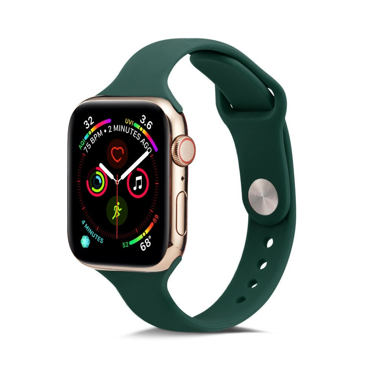 Lisslune | For Apple Watch 5/4 44mm & 3/2/1 42mm Thin Silicone Watch Band (Dark Green)