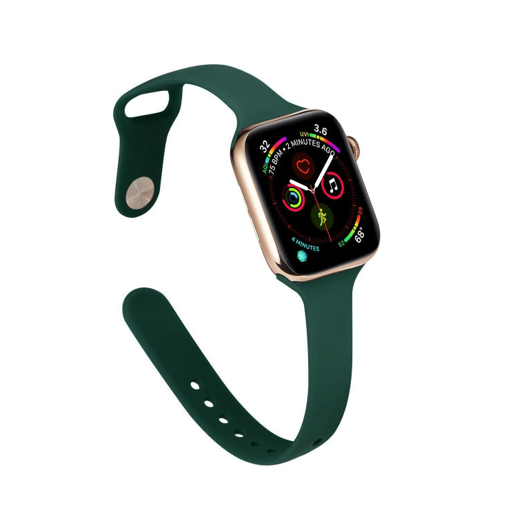 Lisslune | For Apple Watch 5/4 44mm & 3/2/1 42mm Thin Silicone Watch Band (Dark Green)