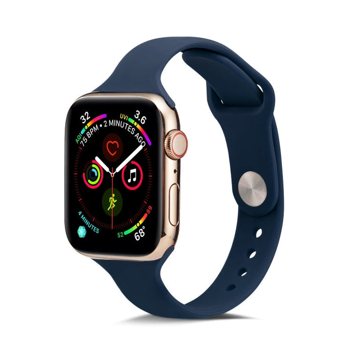 Lisslune | For Apple Watch 5/4 44mm & 3/2/1 42mm Thin Silicone Band (Dark Blue)