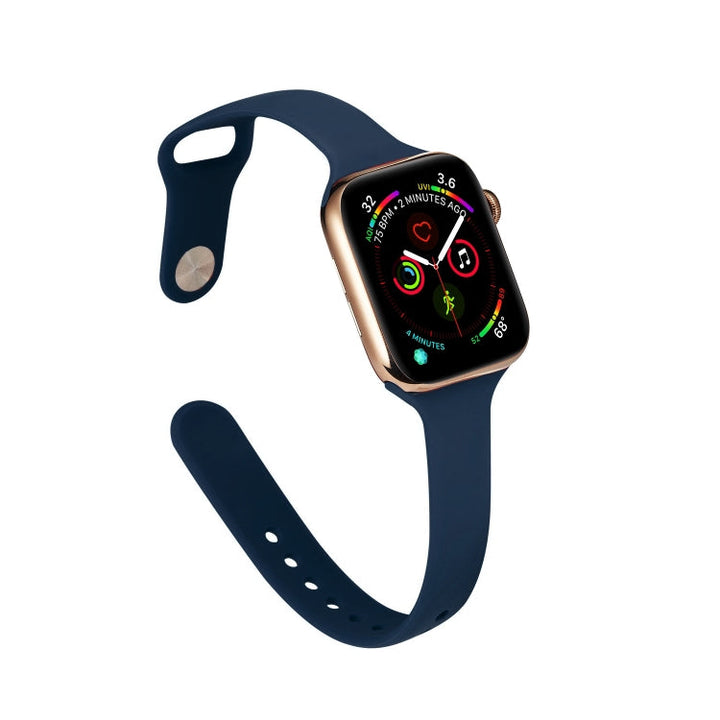 Lisslune | For Apple Watch 5/4 44mm & 3/2/1 42mm Thin Silicone Band (Dark Blue)