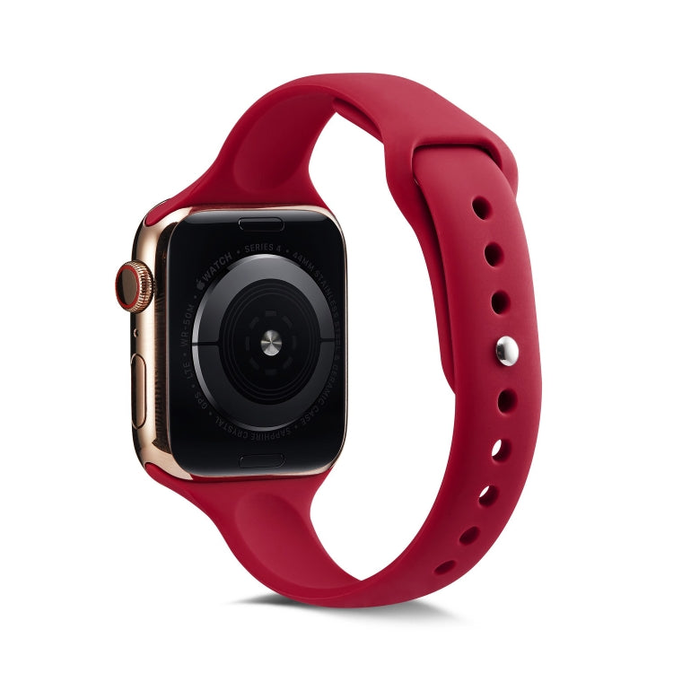 Lisslune | For Apple Watch 5/4 40mm & 3/2/1 38mm Thin Silicone Watch Strap (Rose Red)