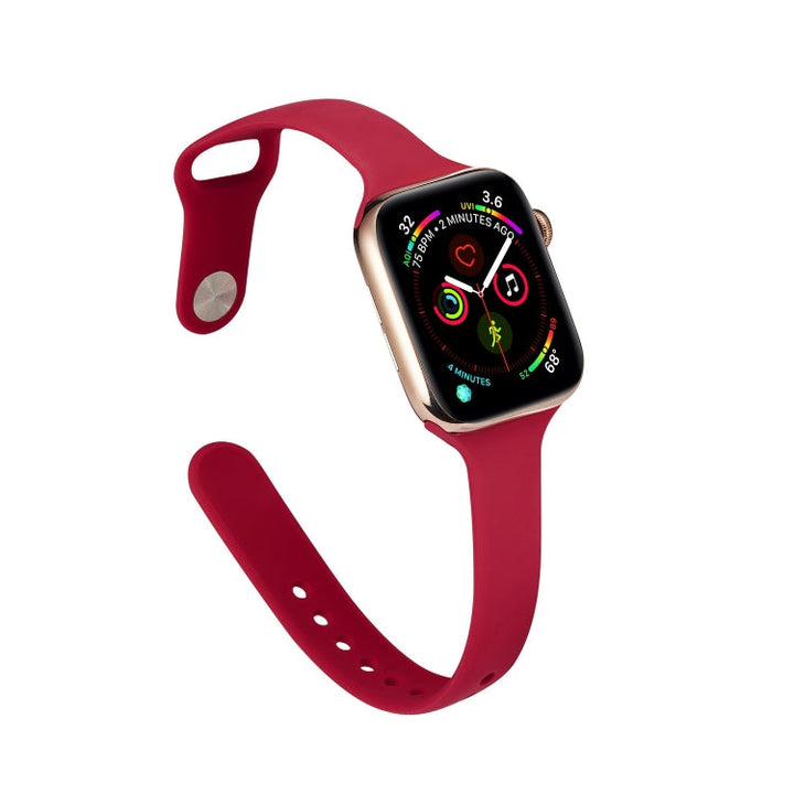 Lisslune | For Apple Watch 5/4 40mm & 3/2/1 38mm Thin Silicone Watch Strap (Rose Red)