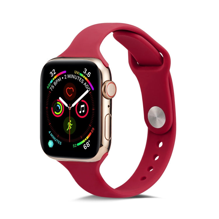 Lisslune | For Apple Watch 5/4 40mm & 3/2/1 38mm Thin Silicone Watch Strap (Rose Red)