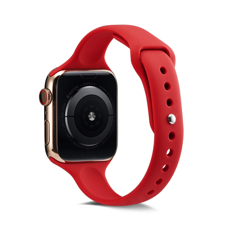 Lisslune | For Apple Watch 5/4 40mm & 3/2/1 38mm Thin Silicone Watch Band (Camelia Red)