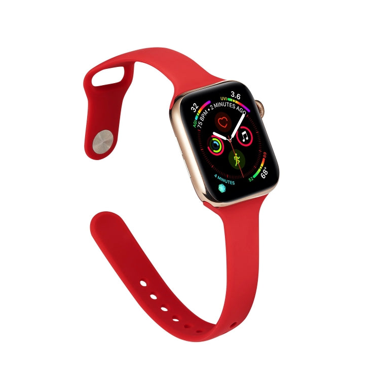Lisslune | For Apple Watch 5/4 40mm & 3/2/1 38mm Thin Silicone Watch Band (Camelia Red)