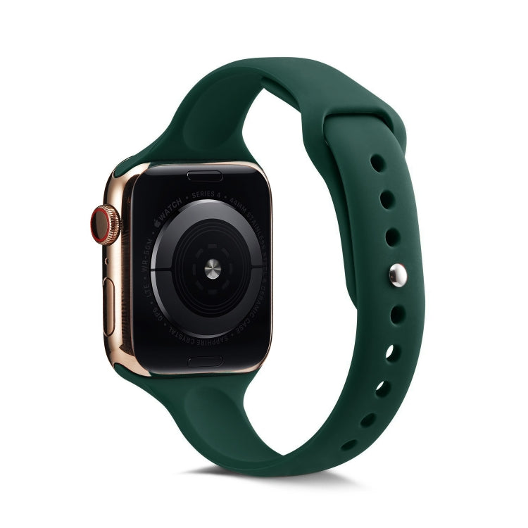 Lisslune | For Apple Watch 5/4 40mm & 3/2/1 38mm Thin Silicone Band (Dark Green)