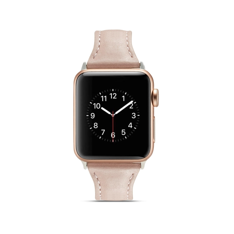 Lisslune | For Apple Watch 5/4 44mm & 3/2/1 42mm Thin Leather Band (Pink)