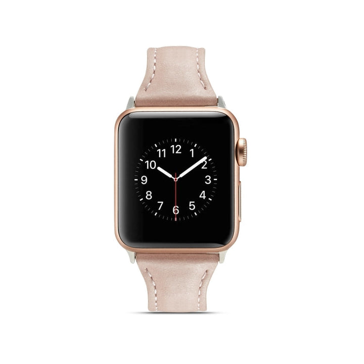 Lisslune | For Apple Watch 5/4 44mm & 3/2/1 42mm Thin Leather Band (Pink)