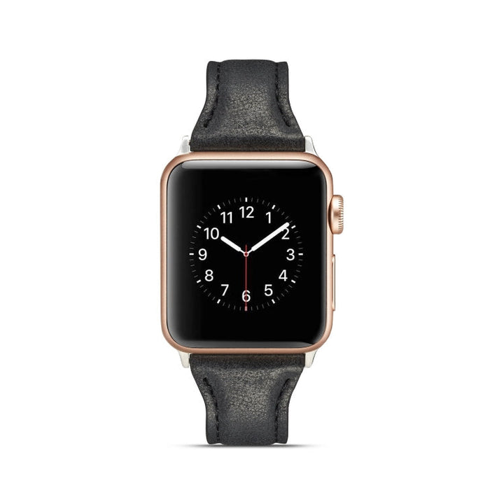 Lisslune | For Apple Watch 5/4 44mm & 3/2/1 42mm Thin Leather Strap (Black)