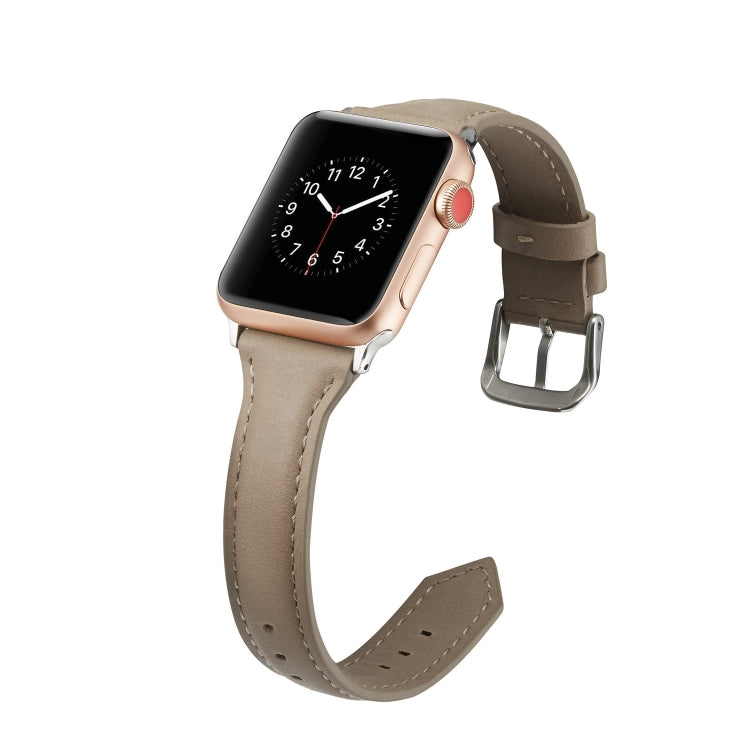Lisslune | For Apple Watch 5/4 44mm & 3/2/1 42mm Slim Leather Band (Gray)