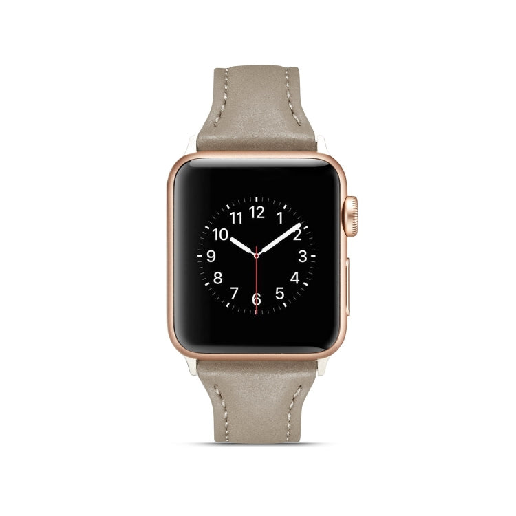 Lisslune | For Apple Watch 5/4 44mm & 3/2/1 42mm Slim Leather Band (Gray)