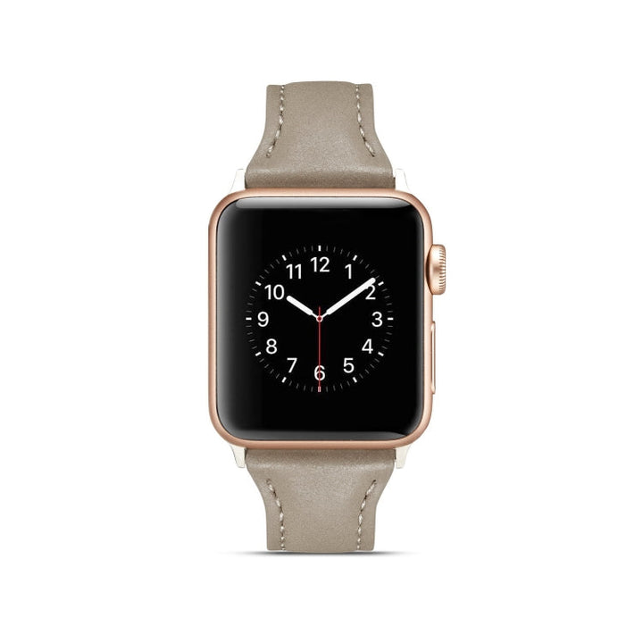 Lisslune | For Apple Watch 5/4 44mm & 3/2/1 42mm Slim Leather Band (Gray)