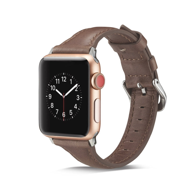 Lisslune | For Apple Watch 5/4 44mm & 3/2/1 42mm Thin Leather Strap (Coffee)