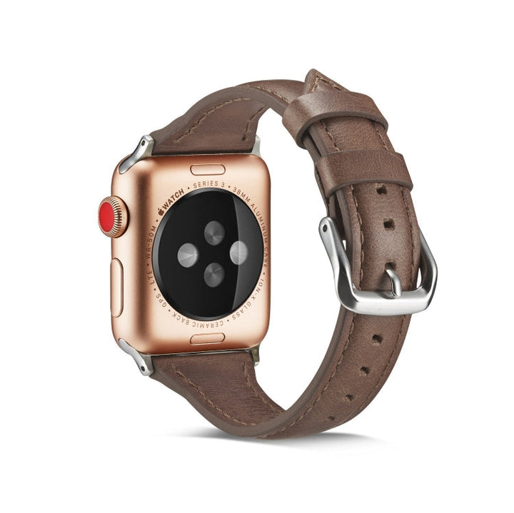 Lisslune | For Apple Watch 5/4 44mm & 3/2/1 42mm Thin Leather Strap (Coffee)