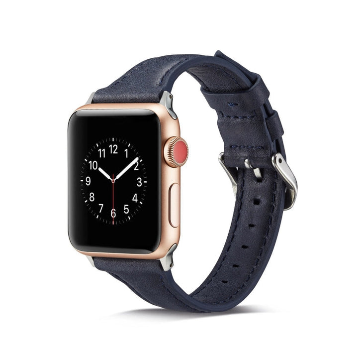 Lisslune | For Apple Watch 5/4 44mm & 3/2/1 42mm Thin Leather Watch Strap (Blue)