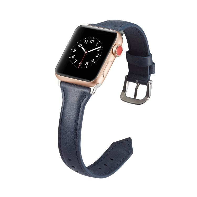 Lisslune | For Apple Watch 5/4 44mm & 3/2/1 42mm Thin Leather Watch Strap (Blue)
